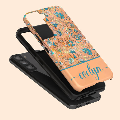Custom Name Botanical Oriental Flowers Galaxy Case